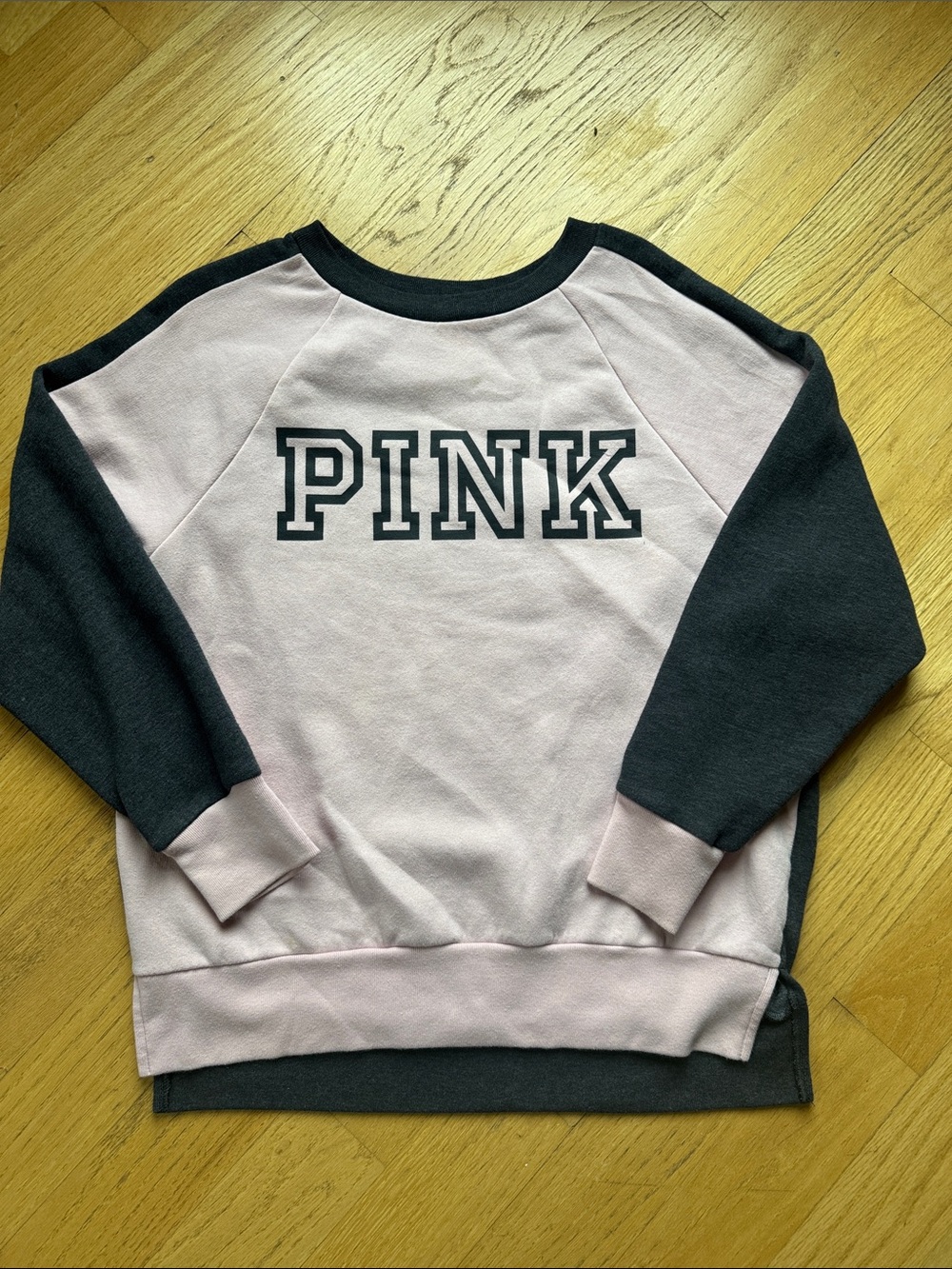 PINK Logo Raglan Pullover - Light Pink & Dark grey